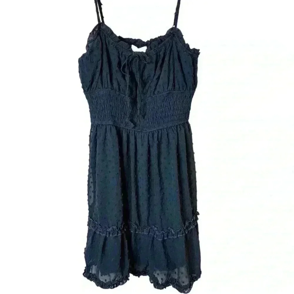 Altar'd‎ State Women's M Blue Swiss Dot Tiered Mini Dress Sleeveless babydoll